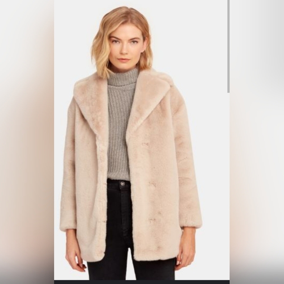 AllSaints- Amice Faux Fur Coat-Sz 10 EUC Like New - Picture 3 of 5